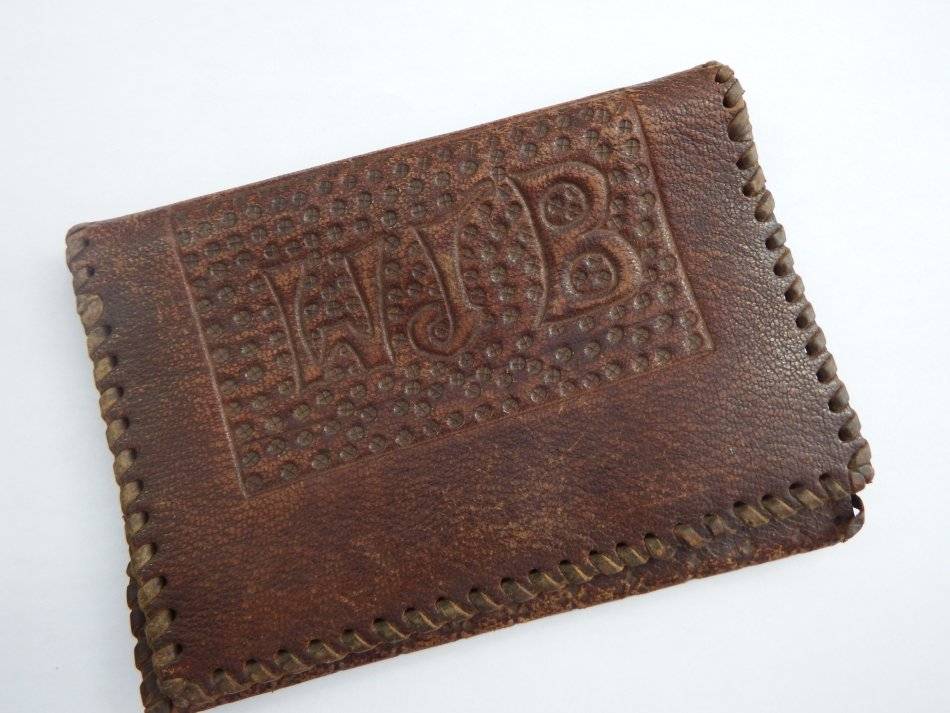 Unieke Antieke Vintage handmade leather wallet Embossed WJB (Powered by CubeCart)